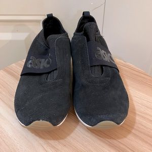 Asics Gel-lyte Komachi Strap Black Suede Leather Slip On Shoes Size 7